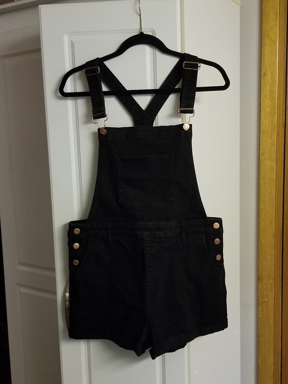 🐚Guess Los Angelos denim short overalls with folded hem